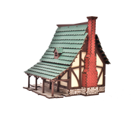I BUILT IT - Green Gables - Pro Texture - back view - Medieval Peasant Dwelling - 28mm scale miniature - miniature terrain kit - 3D puzzle - DIY - MDF terrain kit - I BUILT IT Miniatures - wooden puzzle - model kit