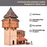 The Eyrie – Medieval Castle Guard Tower – 28mm Scale Terrain Kit – 313 Pieces - Wooden Puzzle For Adults – MDF Terrain Kits - Wooden Puzzles for Adults - Pre Painted Model Kits