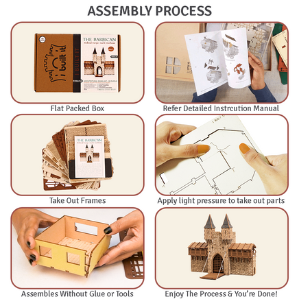 I BUILT IT - The Barbican - Assembly Process - Castle Gatehouse - 28mm scale miniature - miniature terrain kit - 3D puzzle - DIY - MDF terrain kit - I BUILT IT Miniatures