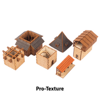 I BUILT IT - The Eyrie - Pro Texture - Disasembled - Medieval Castle Guard Tower - 28mm scale miniature - miniature terrain kit - 3D puzzle - DIY - MDF terrain kit - I BUILT IT Miniatures