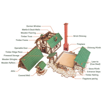 I BUILT IT - Green Gables - Standard Texture - Diagram - Medieval Peasant Dwelling - 28mm scale miniature - miniature terrain kit - 3D puzzle - DIY - MDF terrain kit - I BUILT IT Miniatures - wooden puzzle - model kit