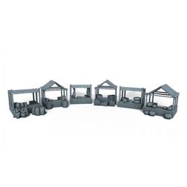 28mm Market Pack - 3D Printed, Miniature Terrain Kit - DnD Miniatures - Tabletop Gaming