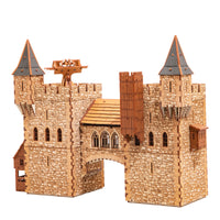 I BUILT IT - The Rook - Pro Texture - side view - Medieval Castle Tower - 28mm scale miniature - miniature terrain kit - 3D puzzle - DIY - MDF terrain kit - I BUILT IT Miniatures - wooden puzzle - model kit