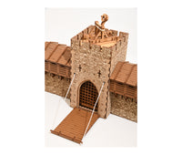 I BUILT IT - The Barbican - Pro Texture - detailed view 1 - Castle Gatehouse - 28mm scale miniature - miniature terrain kit - 3D puzzle - DIY - MDF terrain kit - I BUILT IT Miniatures