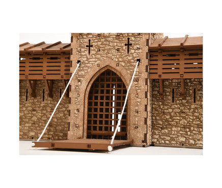 I BUILT IT - The Barbican - Pro Texture - detailed view 2 -  Castle Gatehouse - 28mm scale miniature - miniature terrain kit - 3D puzzle - DIY - MDF terrain kit - I BUILT IT Miniatures