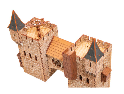 I BUILT IT - The Rook - Pro Texture - top view - Medieval Castle Tower - 28mm scale miniature - miniature terrain kit - 3D puzzle - DIY - MDF terrain kit - I BUILT IT Miniatures - wooden puzzle - model kit