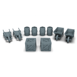 28mm Wheelbarrow Collection - 3D Printed, Table Top Miniatures - D&D - Scatter Terrain